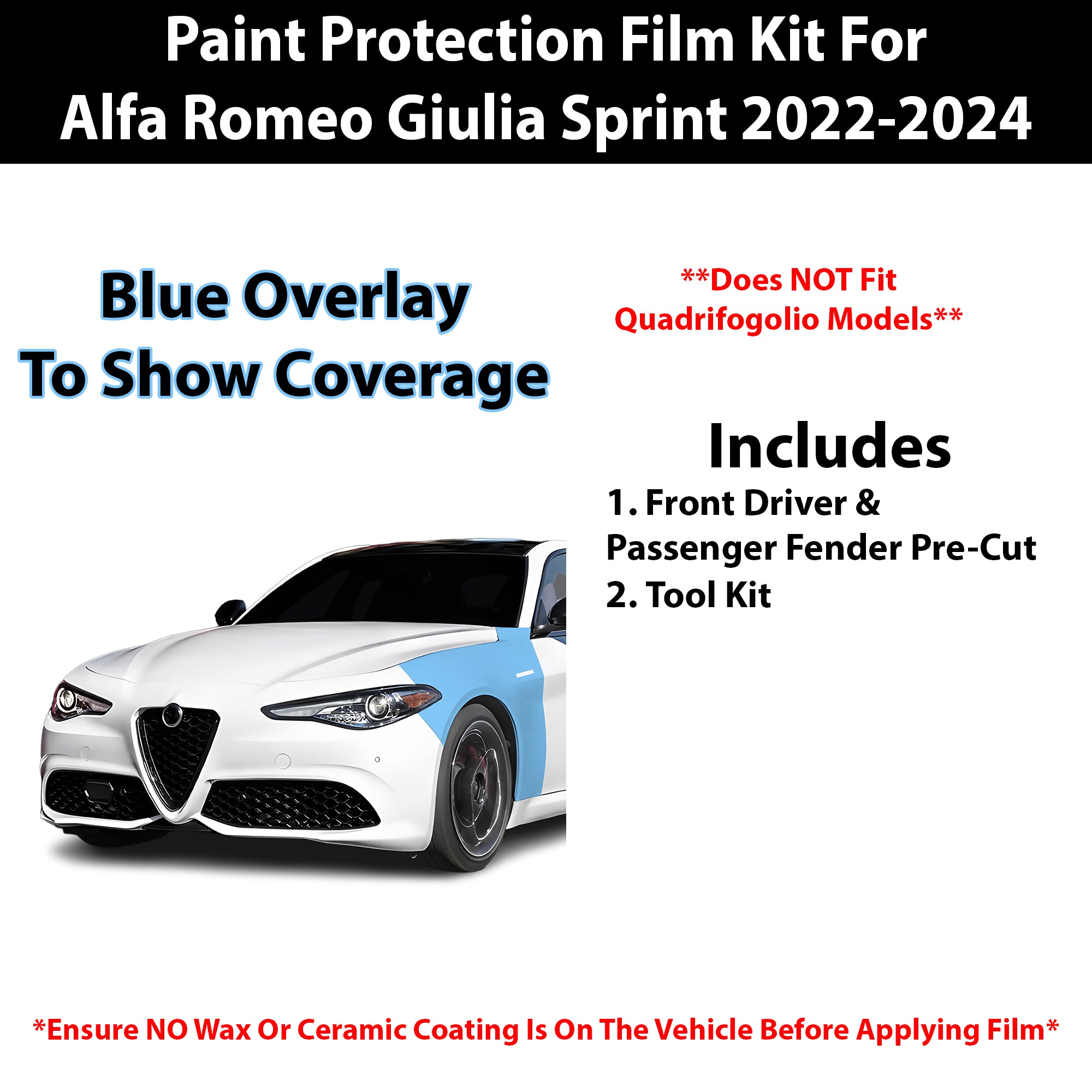 Fits Alfa Romeo Giulia 2022+ Precut Premium Paint Protection Film Clear Bra PPF Decal Film Kit - Bogar Tech Designs