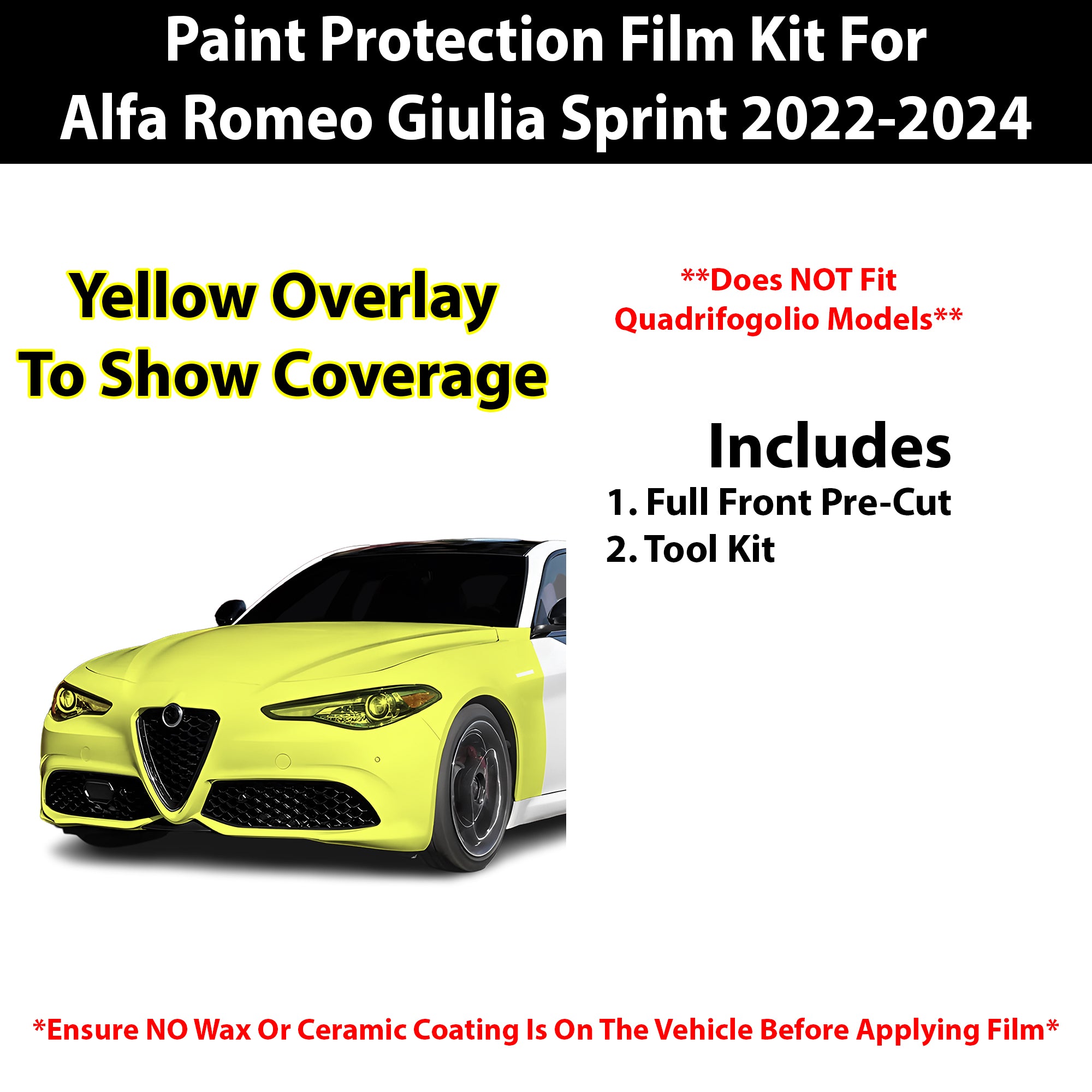 Fits Alfa Romeo Giulia 2022+ Precut Premium Paint Protection Film Clear Bra PPF Decal Film Kit - Bogar Tech Designs