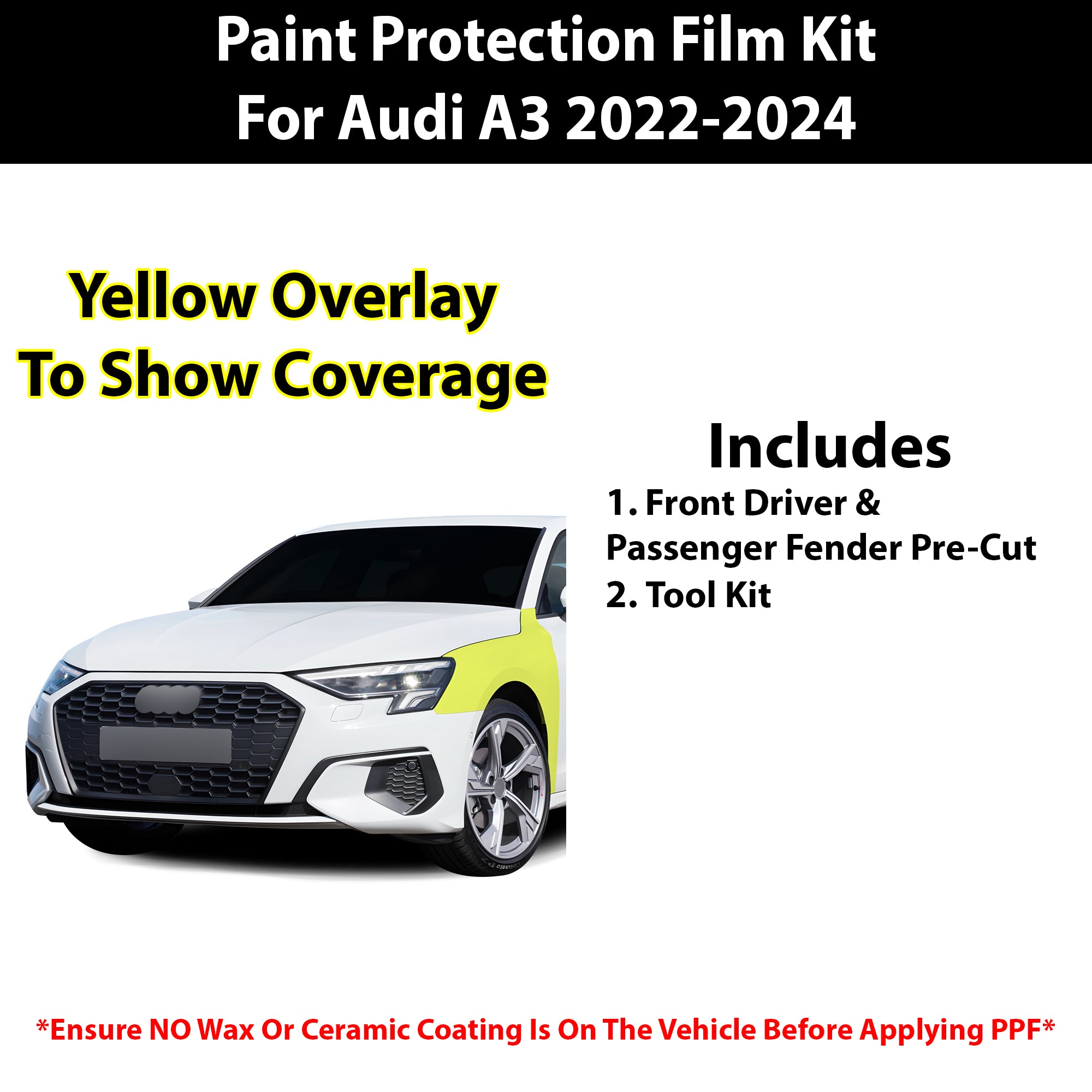 Fits Audi A3 2022+ Precut Premium Paint Protection Film Clear Bra PPF Decal Film Kit - Bogar Tech Designs