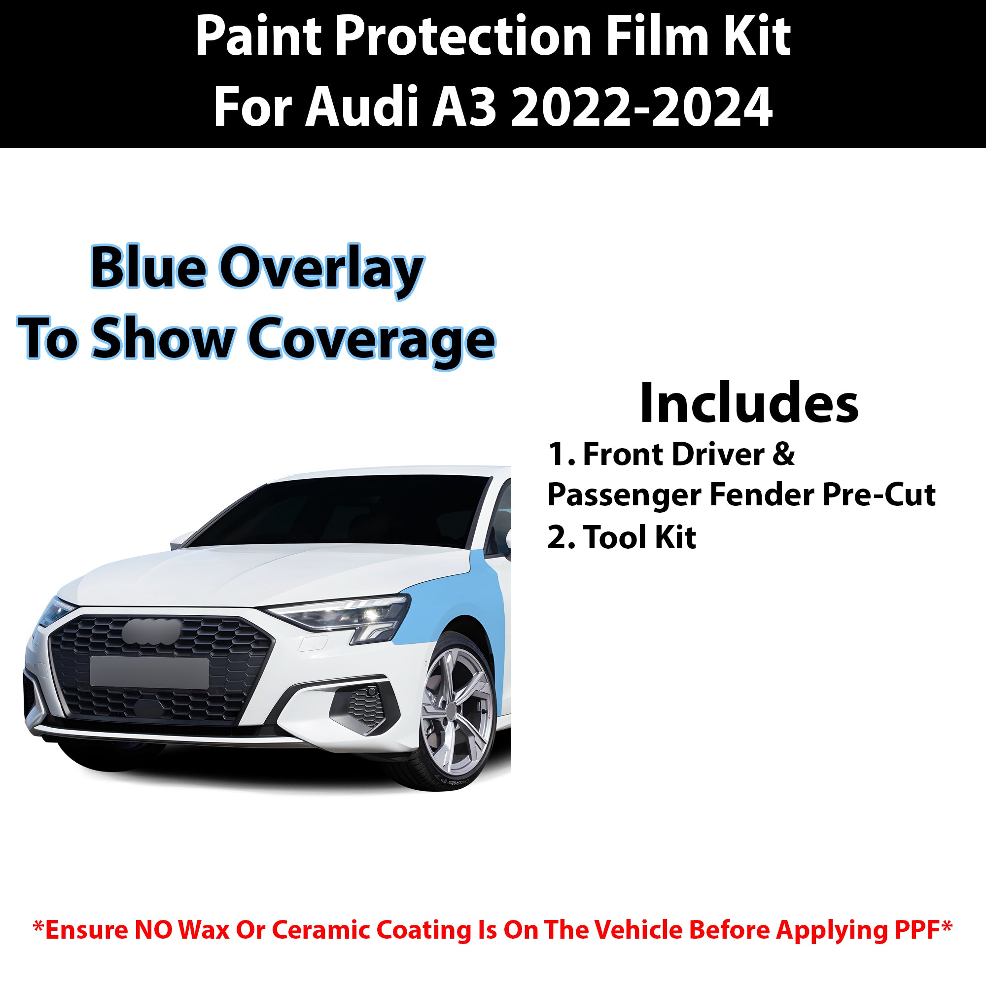 Fits Audi A3 2022+ Precut Premium Paint Protection Film Clear Bra PPF Decal Film Kit - Bogar Tech Designs