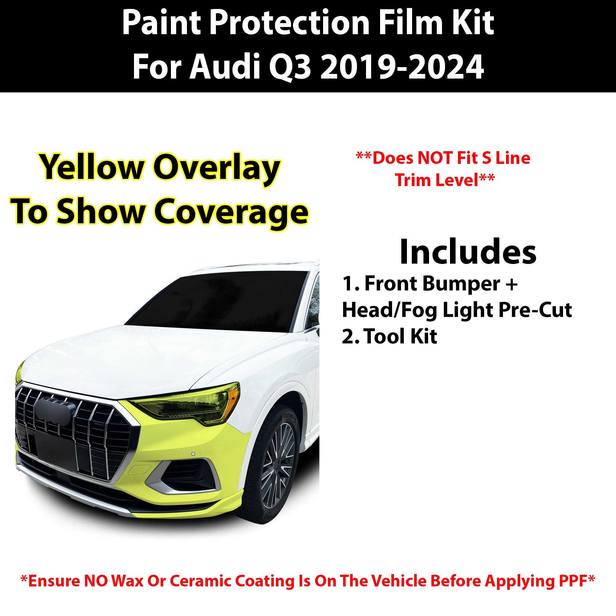 Fits Audi Q3 2019+ Precut Premium Paint Protection Film Clear Bra PPF Decal Film Kit - Bogar Tech Designs