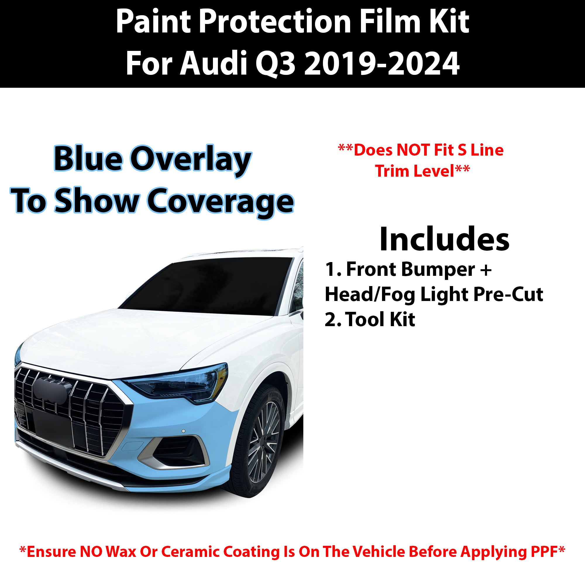 Fits Audi Q3 2019+ Precut Premium Paint Protection Film Clear Bra PPF Decal Film Kit - Bogar Tech Designs