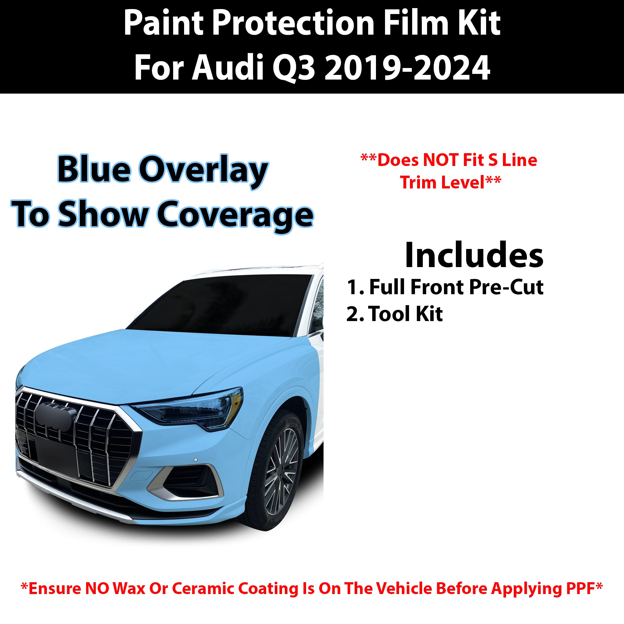 Fits Audi Q3 2019+ Precut Premium Paint Protection Film Clear Bra PPF Decal Film Kit - Bogar Tech Designs
