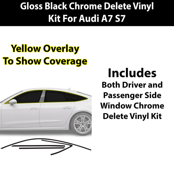 Audi A7 & S7 Sportback 2019-2026 Blackout Chrome Delete Kit - Precut Gloss Black Vinyl Overlays