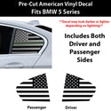 American Flag Quarter Window Decal for BMW 5 Series 2021-2023 – Precut Matte Black Vinyl