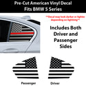 American Flag Quarter Window Decal for BMW 5 Series 2021-2023 – Precut Matte Black Vinyl