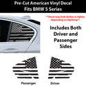 American Flag Quarter Window Decal for BMW 5 Series 2021-2023 – Precut Matte Black Vinyl
