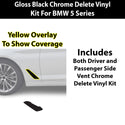 BMW 5 Series 2018-2023 Blackout Chrome Delete Kit – Precut Gloss Black Vinyl Overlays
