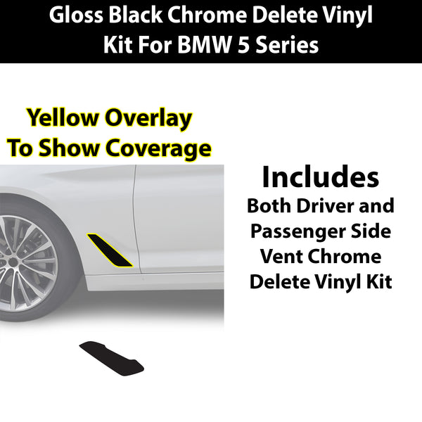 BMW 5 Series 2018-2023 Blackout Chrome Delete Kit – Precut Gloss Black Vinyl Overlays