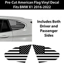 Fits BMW X1 2016-2022 Quarter Window American Flag Vinyl Decal Stickers