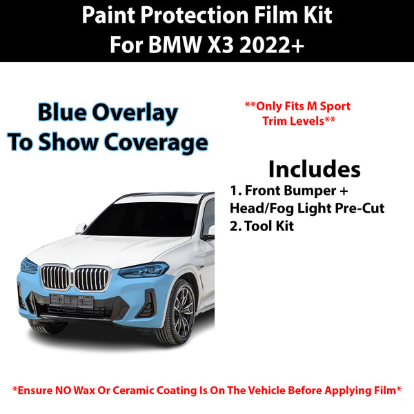 Fits BMW X3 M Sport 2022+ Precut Premium Paint Protection Film Clear Bra PPF Decal Film Kit