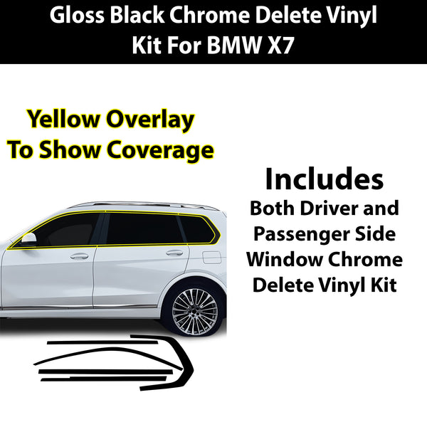 BMW X7 2019-2026 Blackout Chrome Delete Kit – Precut Gloss Black Vinyl Overlays