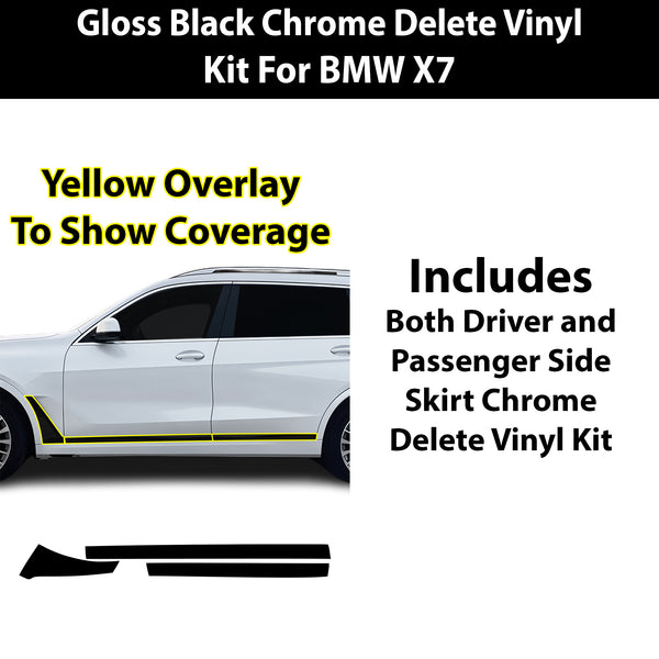 BMW X7 2019-2026 Blackout Chrome Delete Kit – Precut Gloss Black Vinyl Overlays