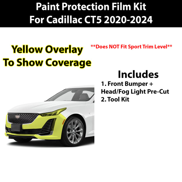 Fits Cadillac CT5 2020-2024 Precut Premium Paint Protection Film Clear Bra PPF Decal Film Kit Cover