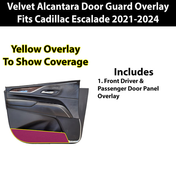 Fits Cadillac Escalade ESV 2021+ Alcantara Anti Kick Door Panel Protection Decal Stickers Overlay, Black Red Pink Yellow Purple