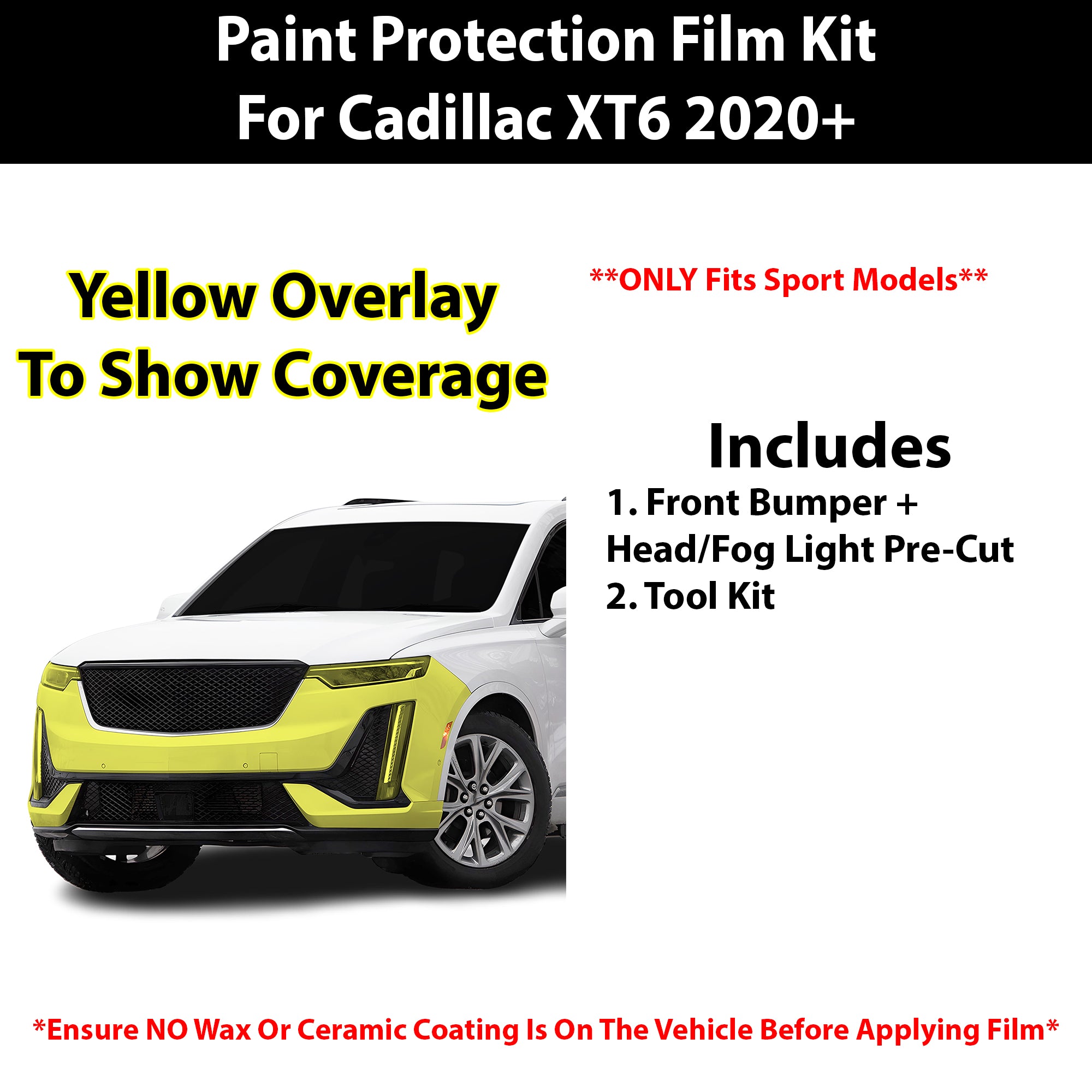 Fits Cadillac XT6 2020+ Precut Premium Paint Protection Film Clear Bra PPF Decal Film Kit Cover - Bogar Tech Designs