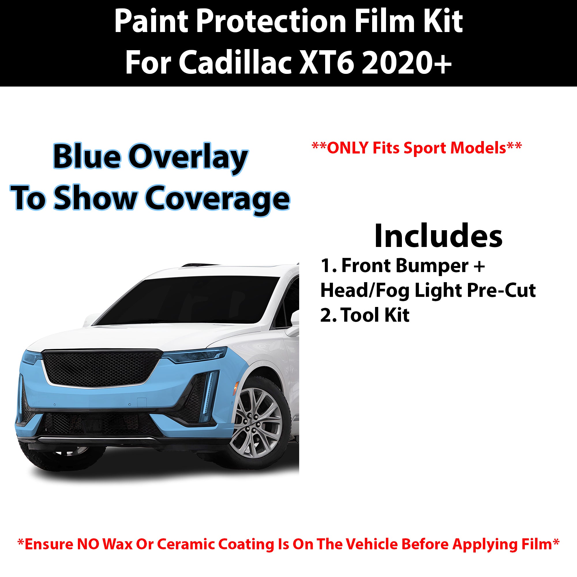 Fits Cadillac XT6 2020+ Precut Premium Paint Protection Film Clear Bra PPF Decal Film Kit Cover - Bogar Tech Designs