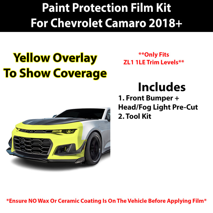 Fits Chevy Camaro (ZL1 1LE) 2018+ Precut Premium Paint Protection Film Clear Bra PPF Decal Film Kit - Bogar Tech Designs