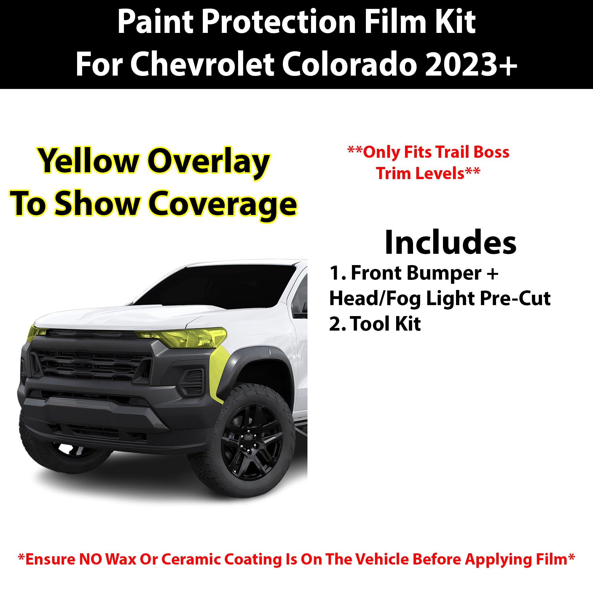 Fits Chevy Colorado 2023+ Precut Premium Paint Protection Film Clear Bra PPF Decal Film Kit Cover - Bogar Tech Designs