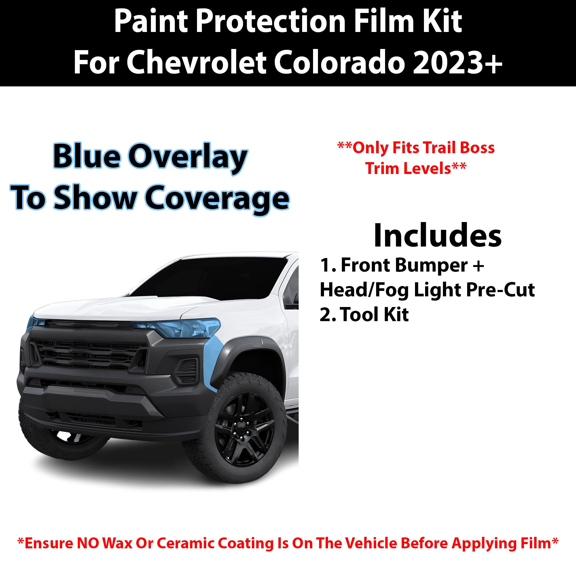 Fits Chevy Colorado 2023+ Precut Premium Paint Protection Film Clear Bra PPF Decal Film Kit Cover - Bogar Tech Designs