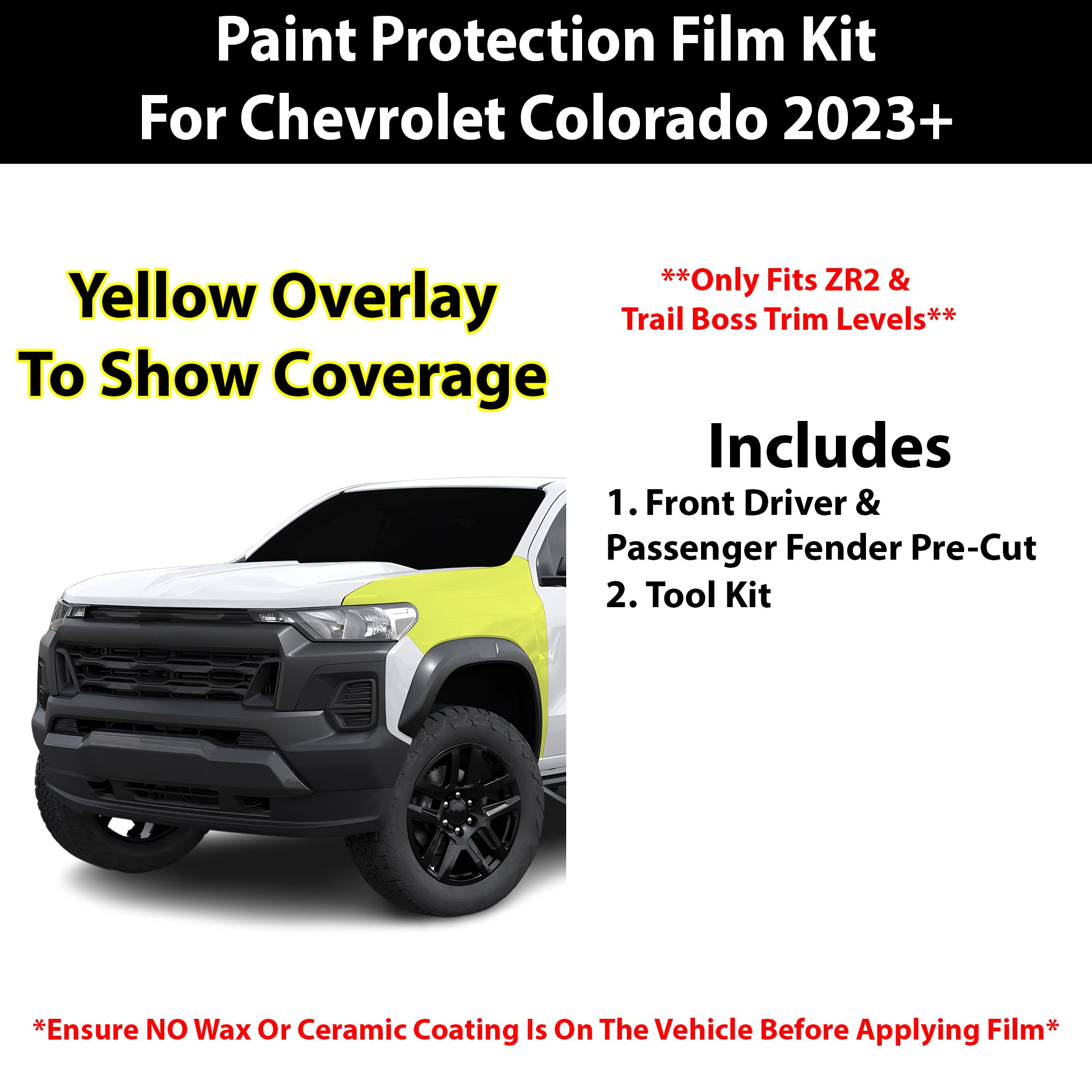 Fits Chevy Colorado 2023+ Precut Premium Paint Protection Film Clear Bra PPF Decal Film Kit Cover - Bogar Tech Designs