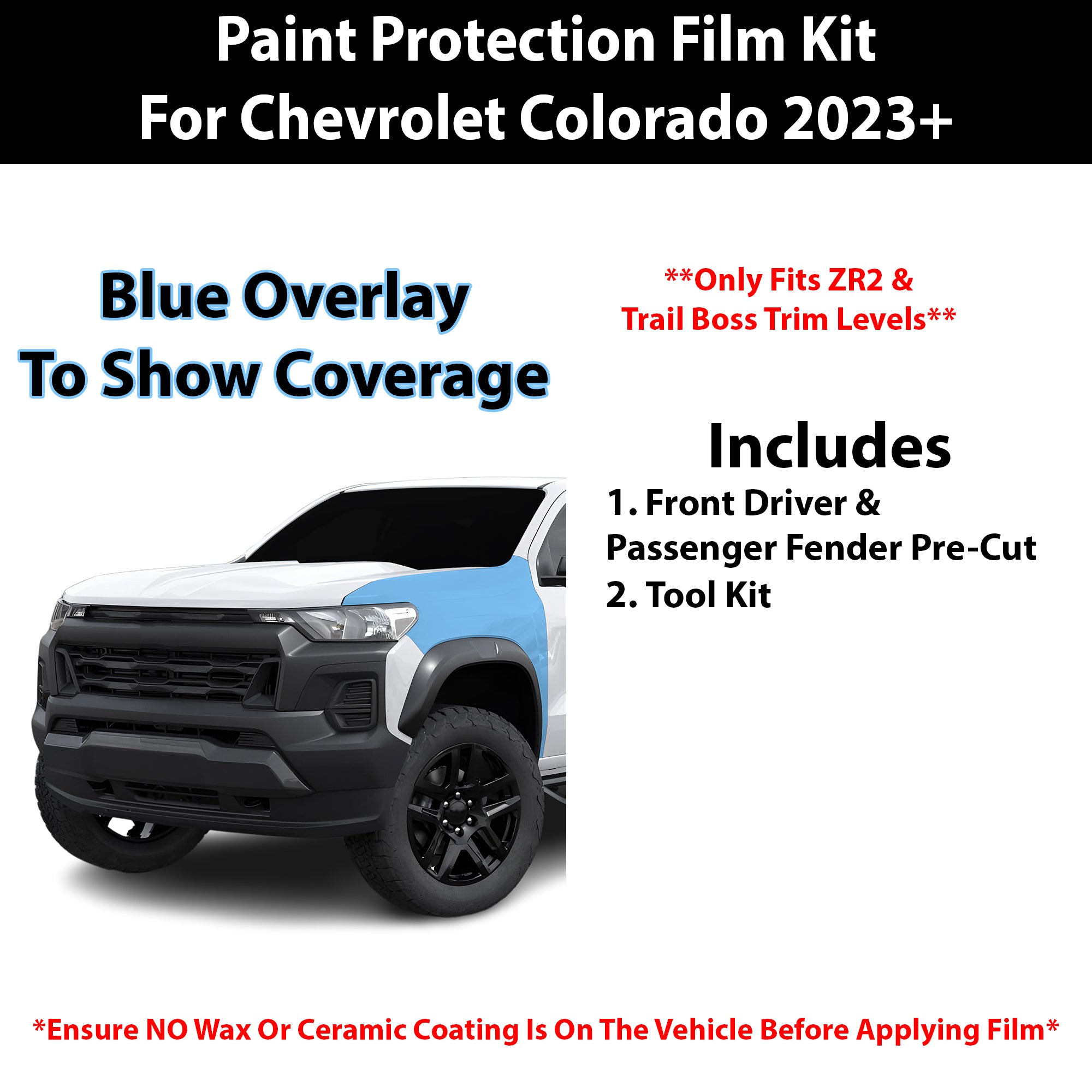 Fits Chevy Colorado 2023+ Precut Premium Paint Protection Film Clear Bra PPF Decal Film Kit Cover - Bogar Tech Designs