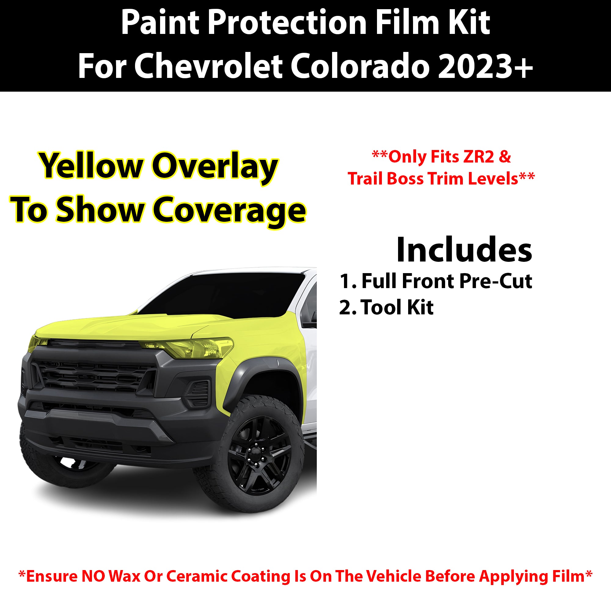 Fits Chevy Colorado 2023+ Precut Premium Paint Protection Film Clear Bra PPF Decal Film Kit Cover - Bogar Tech Designs