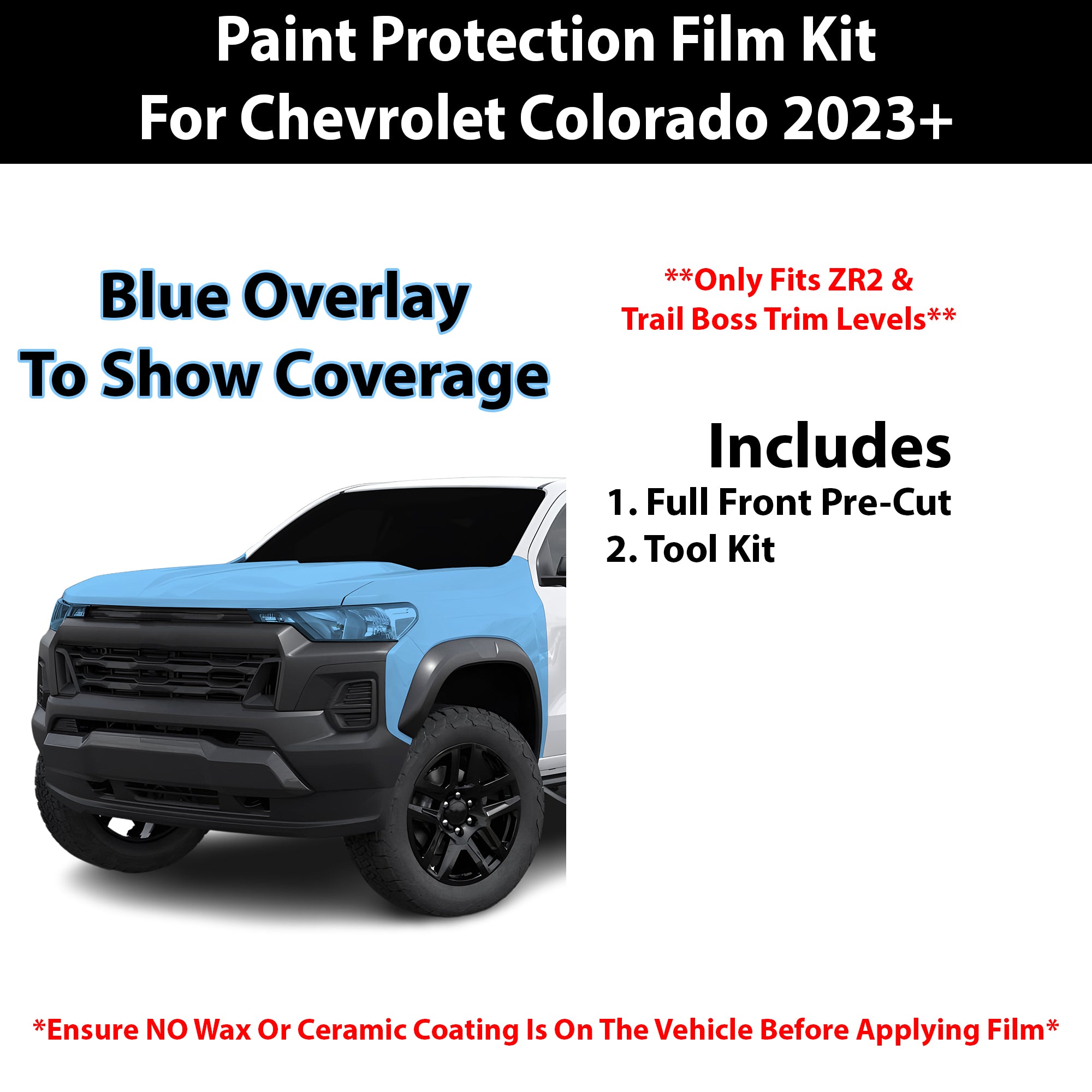 Fits Chevy Colorado 2023+ Precut Premium Paint Protection Film Clear Bra PPF Decal Film Kit Cover - Bogar Tech Designs