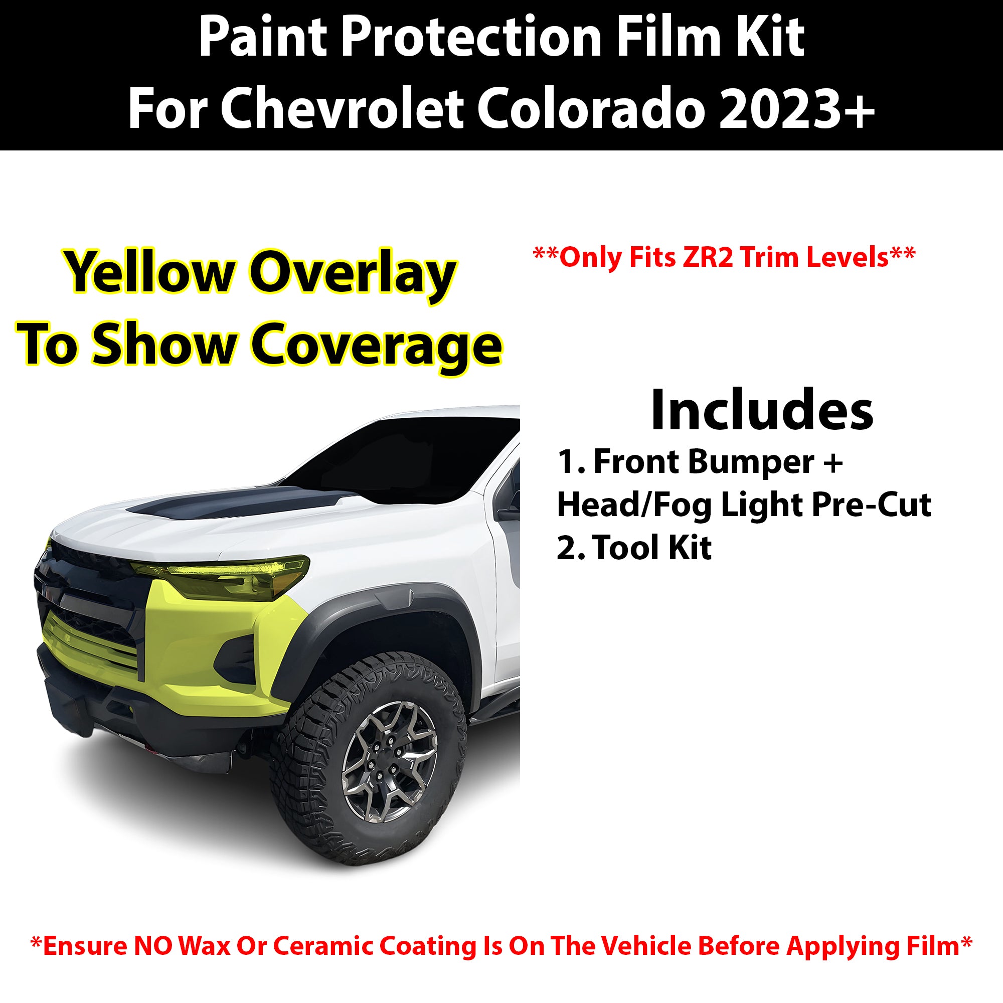 Fits Chevy Colorado 2023+ Precut Premium Paint Protection Film Clear Bra PPF Decal Film Kit Cover - Bogar Tech Designs