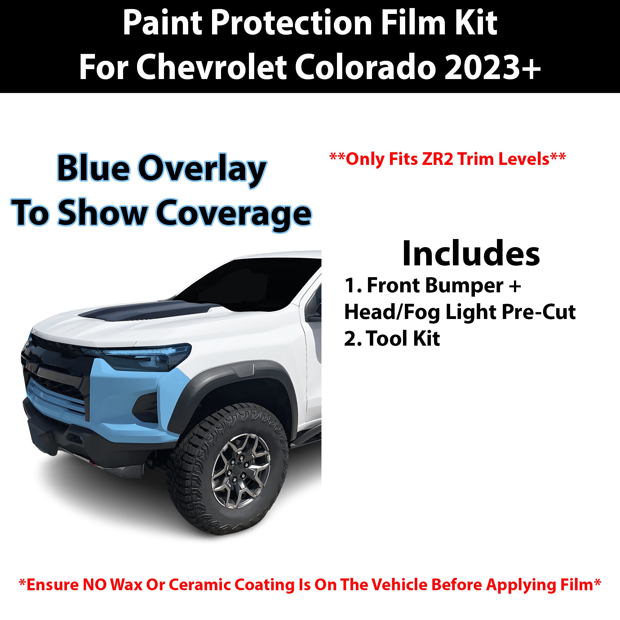 Fits Chevy Colorado 2023+ Precut Premium Paint Protection Film Clear Bra PPF Decal Film Kit Cover - Bogar Tech Designs