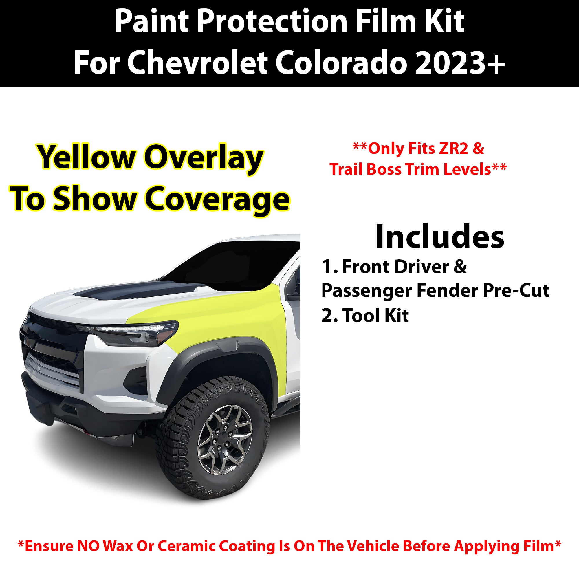 Fits Chevy Colorado 2023+ Precut Premium Paint Protection Film Clear Bra PPF Decal Film Kit Cover - Bogar Tech Designs