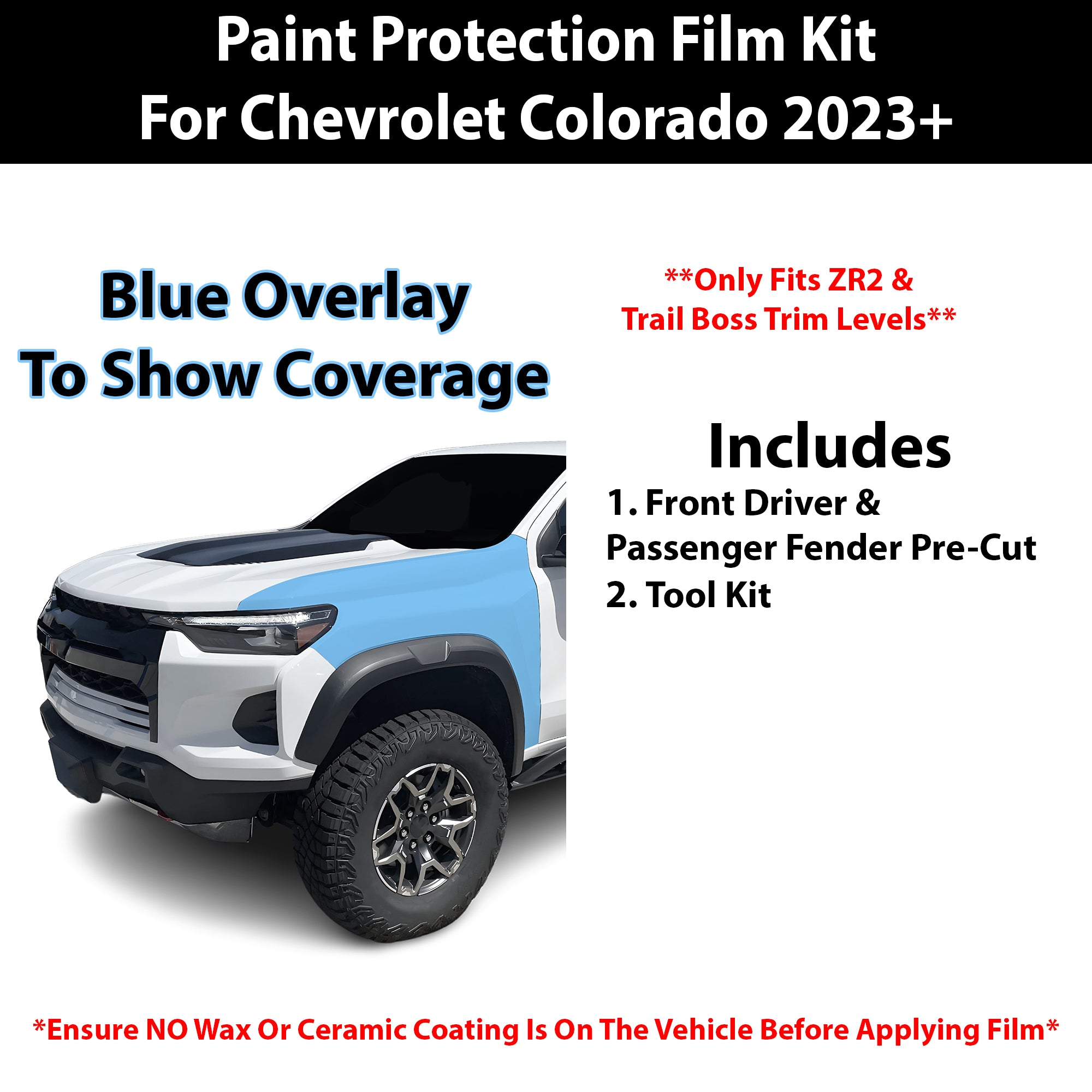 Fits Chevy Colorado 2023+ Precut Premium Paint Protection Film Clear Bra PPF Decal Film Kit Cover - Bogar Tech Designs