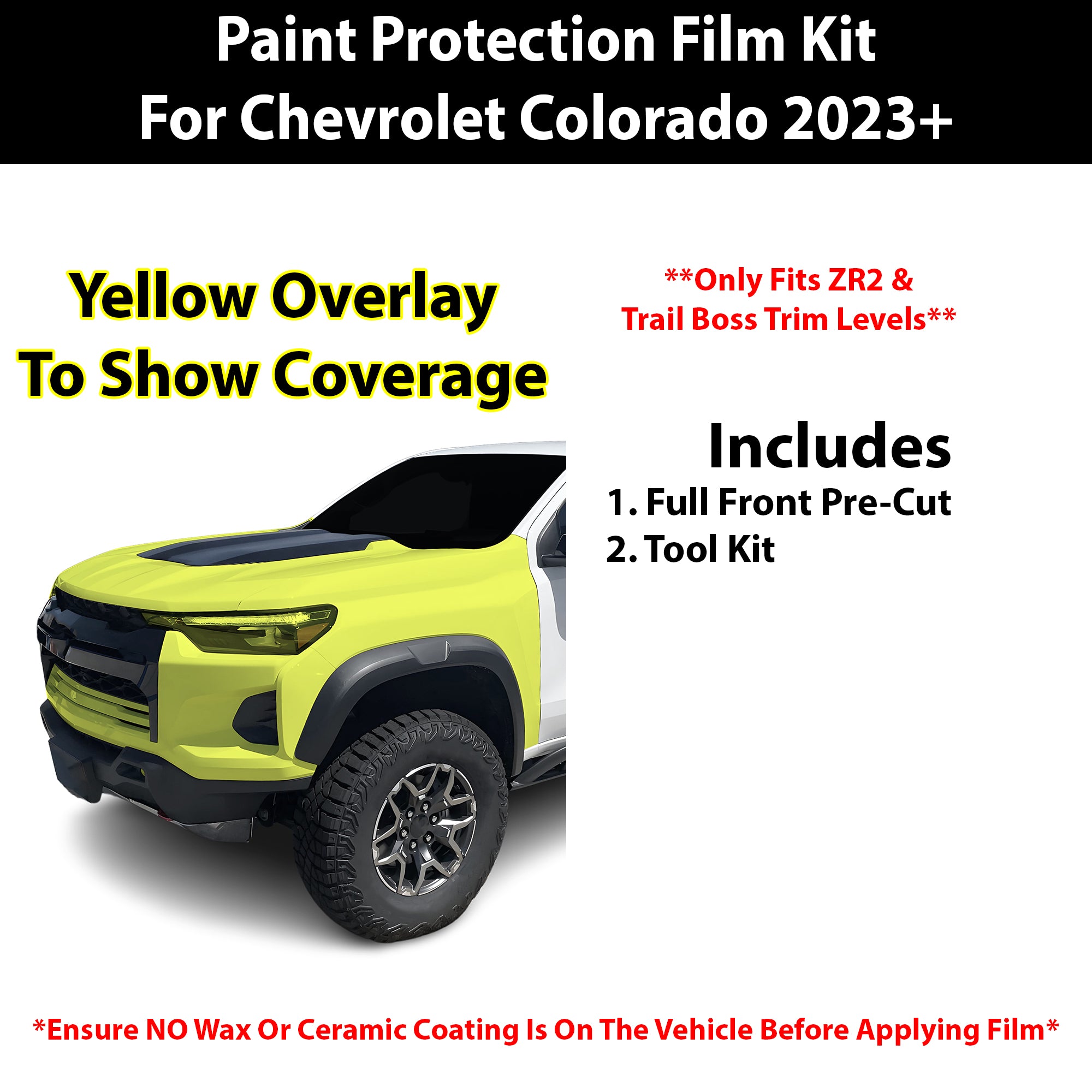 Fits Chevy Colorado 2023+ Precut Premium Paint Protection Film Clear Bra PPF Decal Film Kit Cover - Bogar Tech Designs