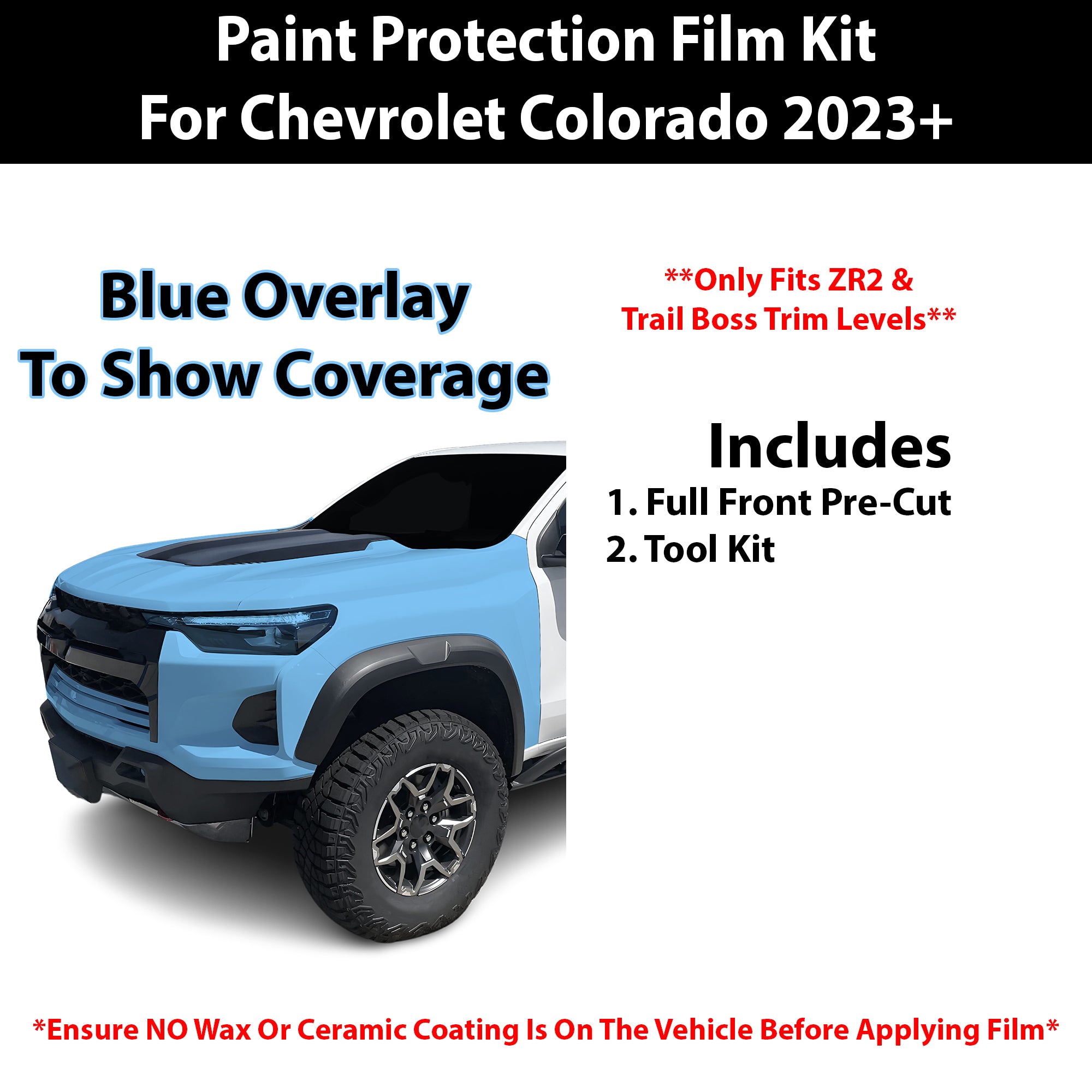 Fits Chevy Colorado 2023+ Precut Premium Paint Protection Film Clear Bra PPF Decal Film Kit Cover - Bogar Tech Designs