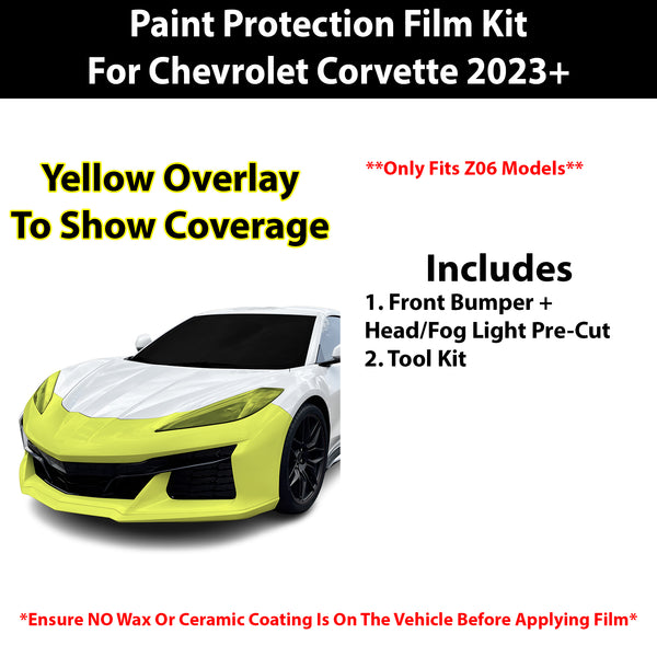 Fits Chevy Corvette (Z06) 2023+ Precut Premium Paint Protection Film Clear Bra PPF Decal Film Kit