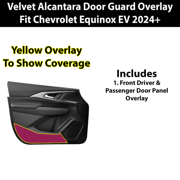 Fits Chevrolet Equinox EV 2024+ Alcantara Anti Kick Door Panel Protection Decal Stickers Overlay, Black Red Pink Yellow Purple