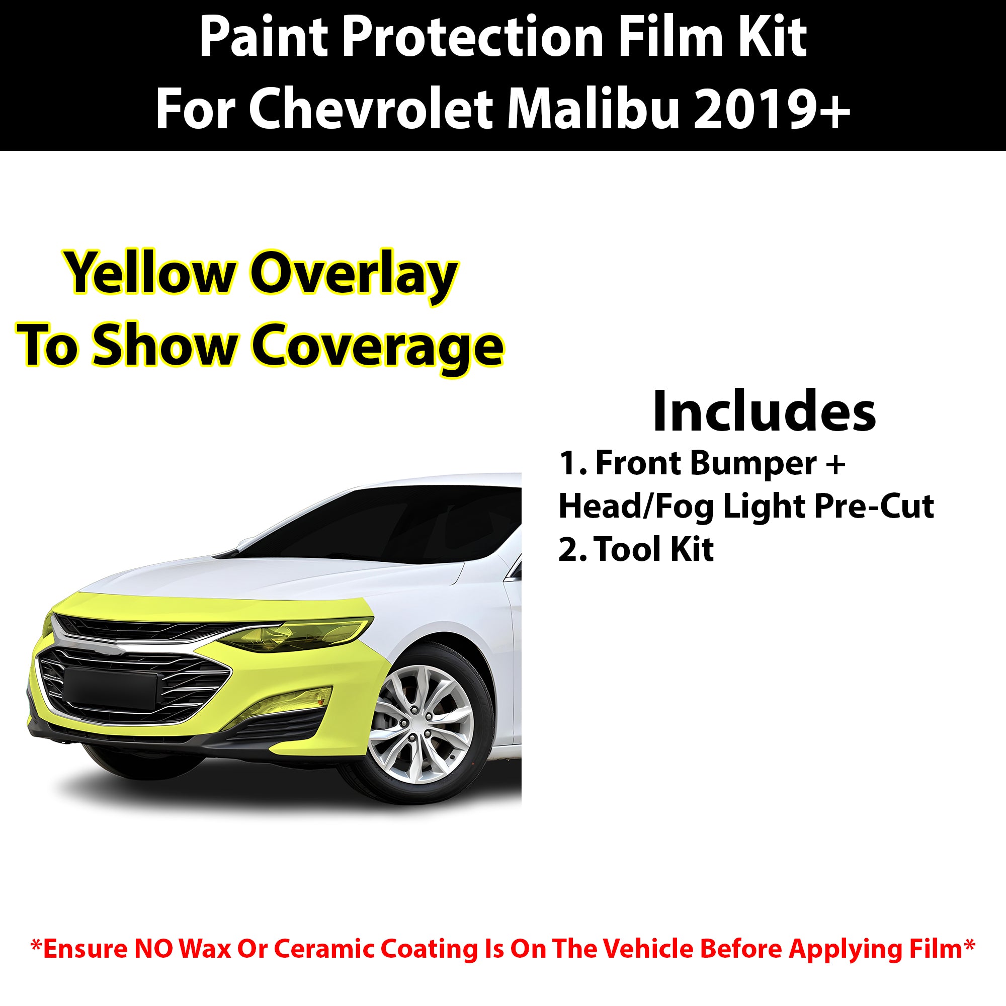 Fits Chevy Malibu 2019+ Precut Premium Paint Protection Film Clear Bra PPF Decal Film Kit Cover - Bogar Tech Designs