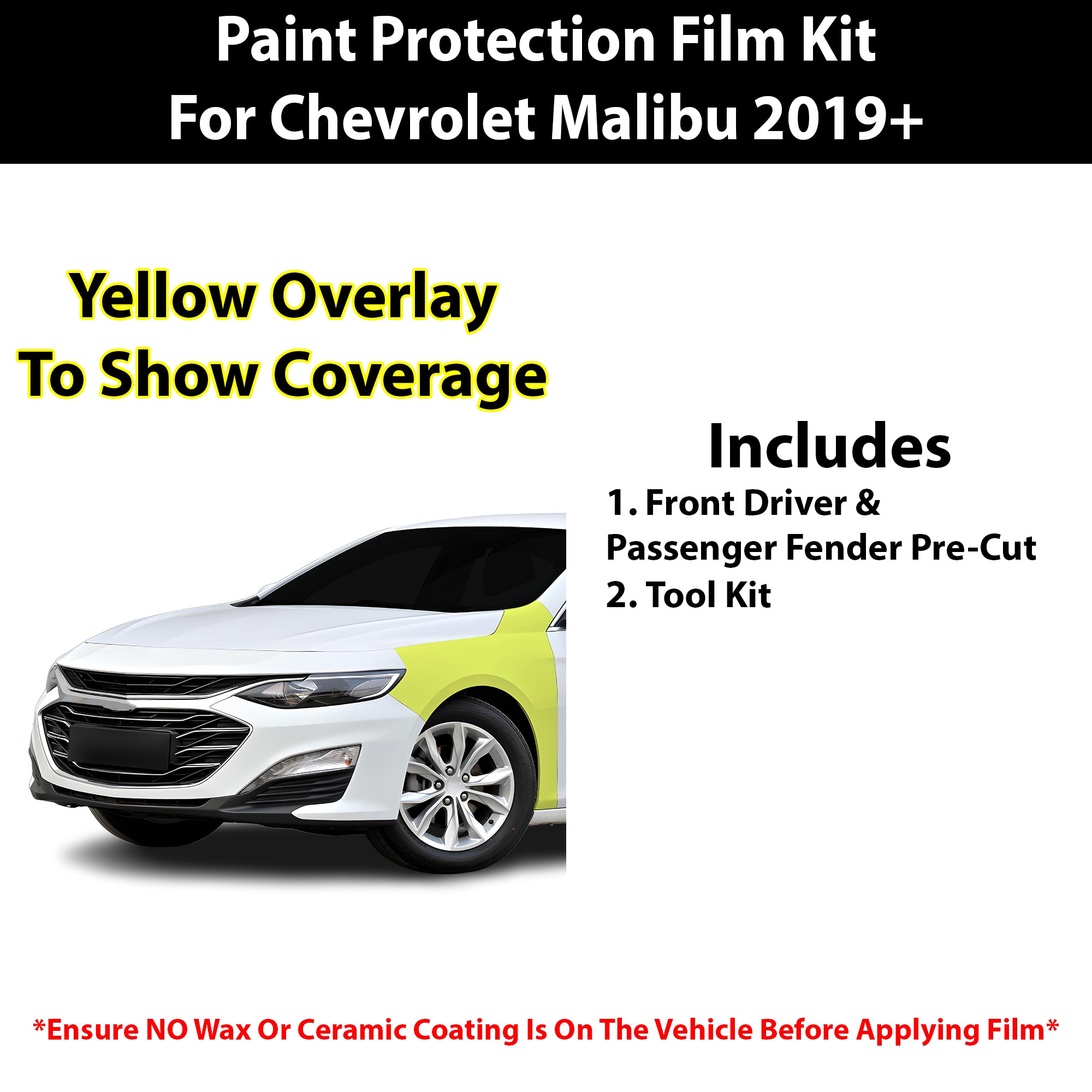 Fits Chevy Malibu 2019+ Precut Premium Paint Protection Film Clear Bra PPF Decal Film Kit Cover - Bogar Tech Designs