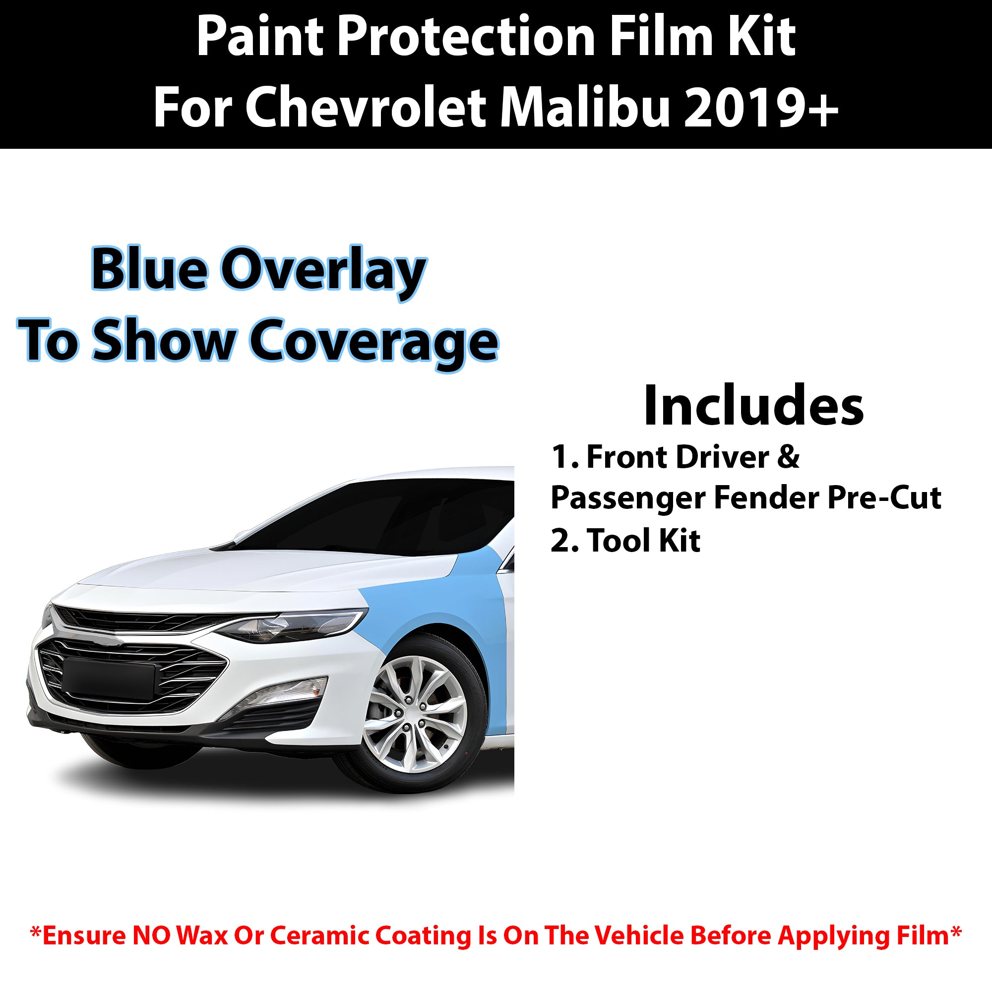Fits Chevy Malibu 2019+ Precut Premium Paint Protection Film Clear Bra PPF Decal Film Kit Cover - Bogar Tech Designs