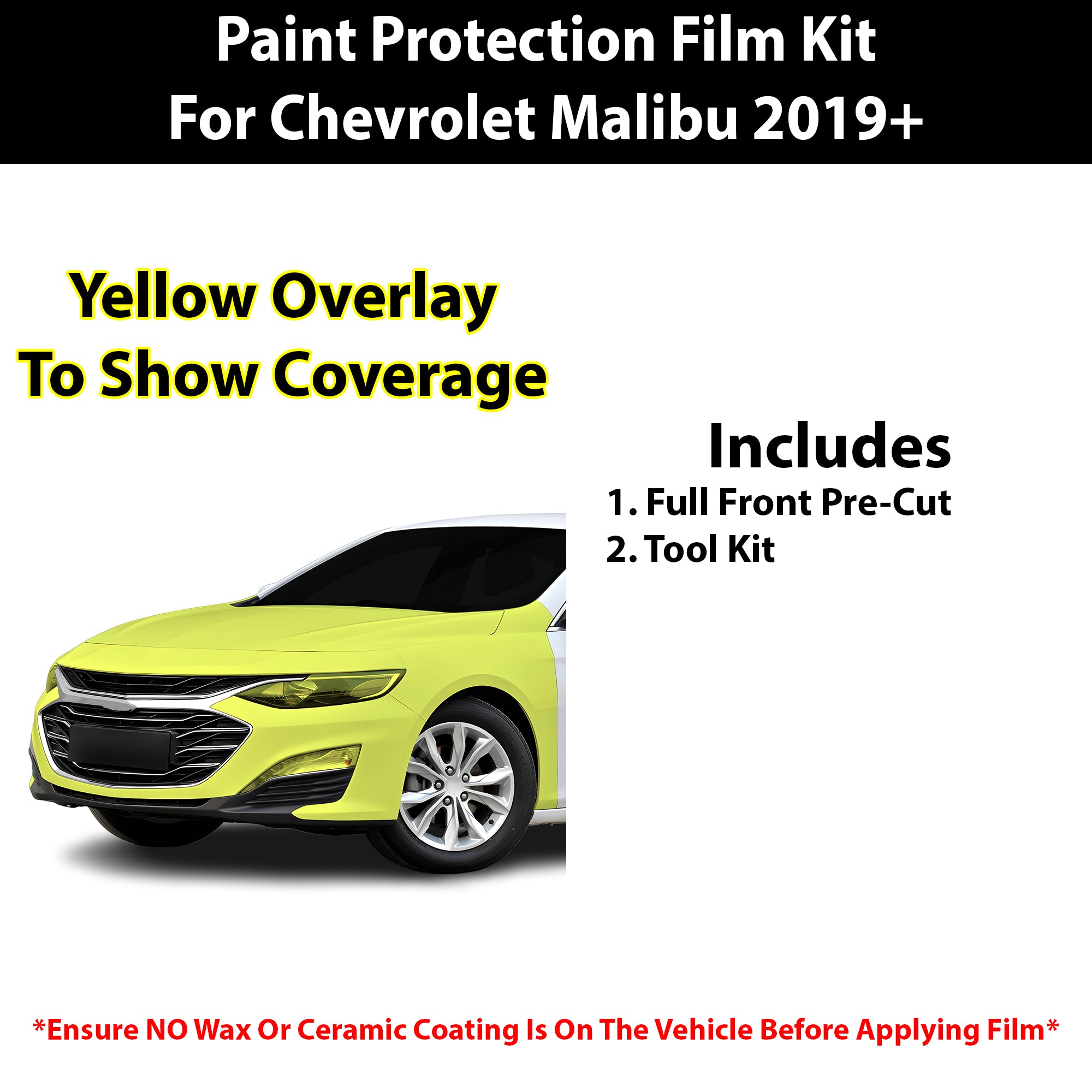 Fits Chevy Malibu 2019+ Precut Premium Paint Protection Film Clear Bra PPF Decal Film Kit Cover - Bogar Tech Designs