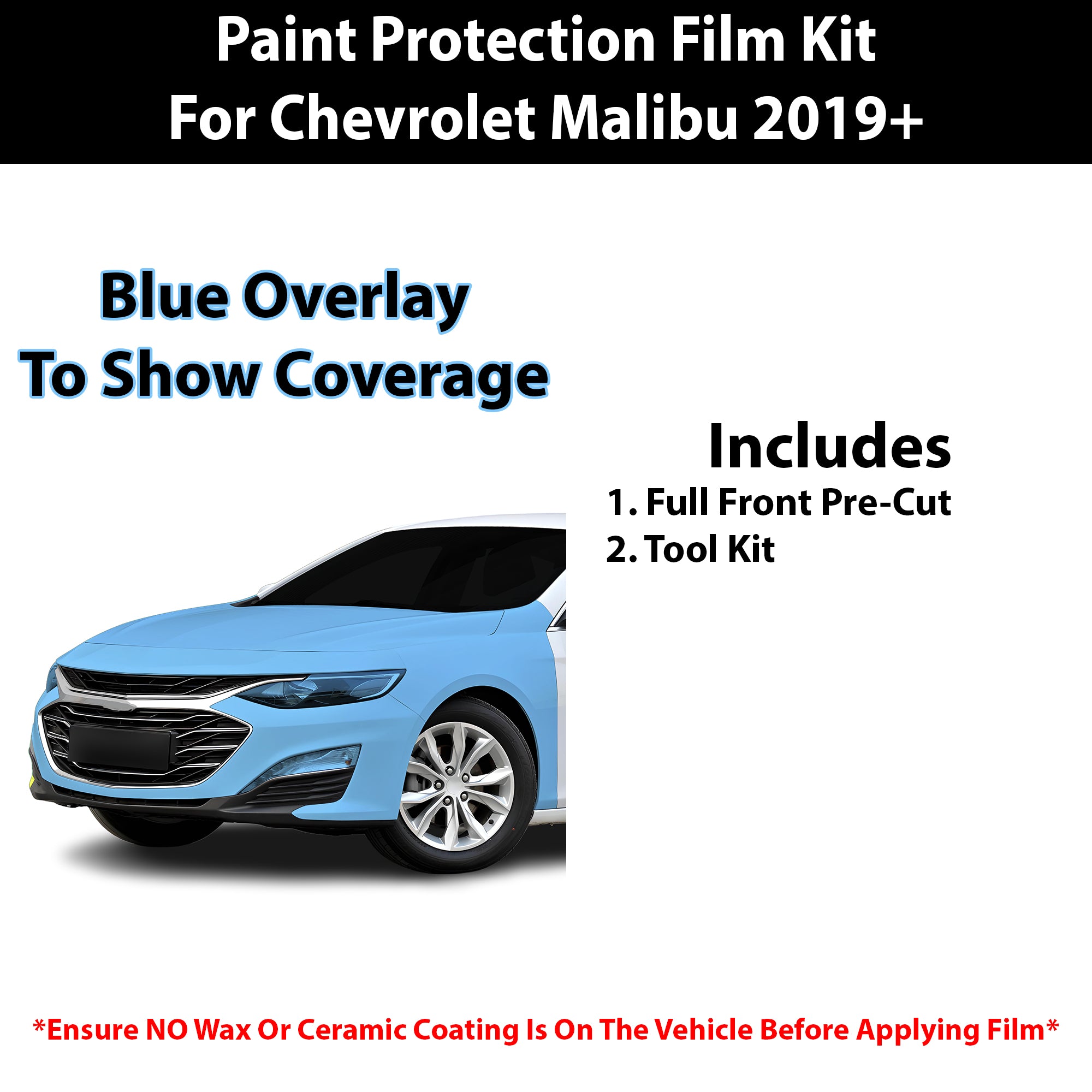 Fits Chevy Malibu 2019+ Precut Premium Paint Protection Film Clear Bra PPF Decal Film Kit Cover - Bogar Tech Designs