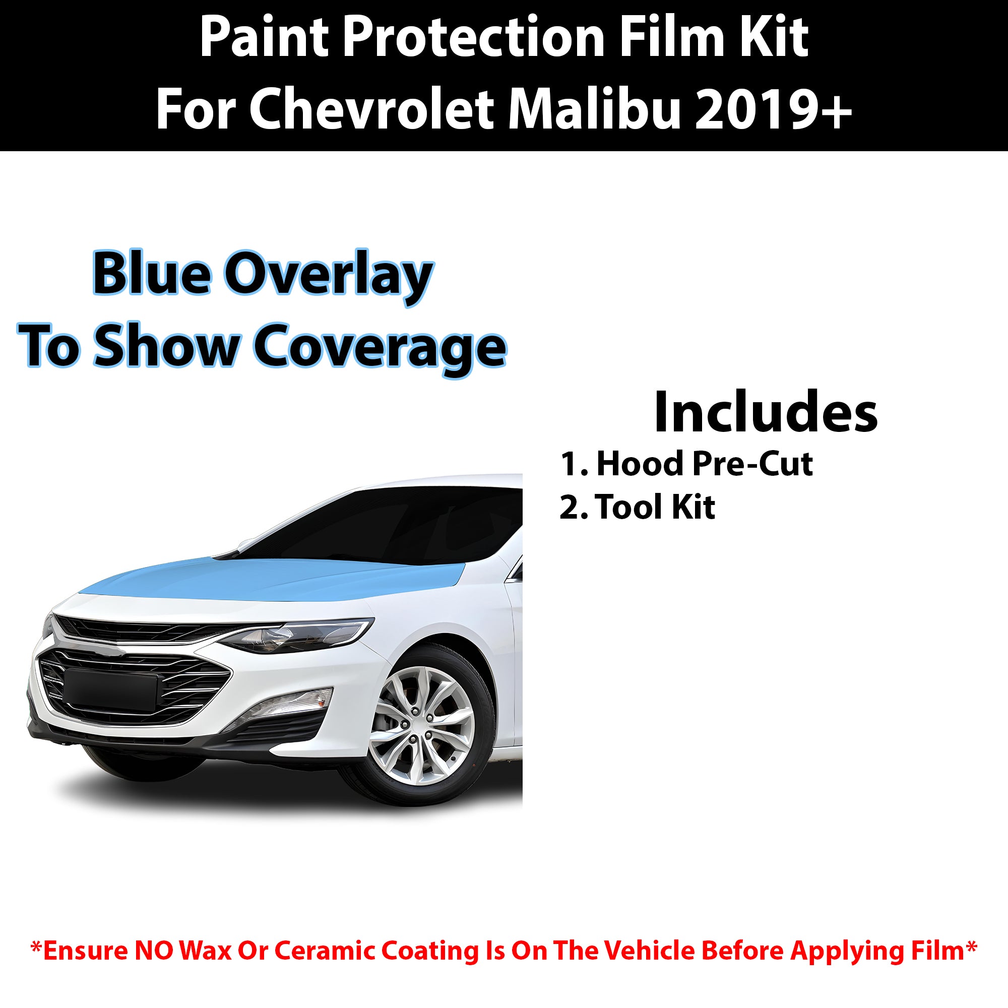 Fits Chevy Malibu 2019+ Precut Premium Paint Protection Film Clear Bra PPF Decal Film Kit Cover - Bogar Tech Designs