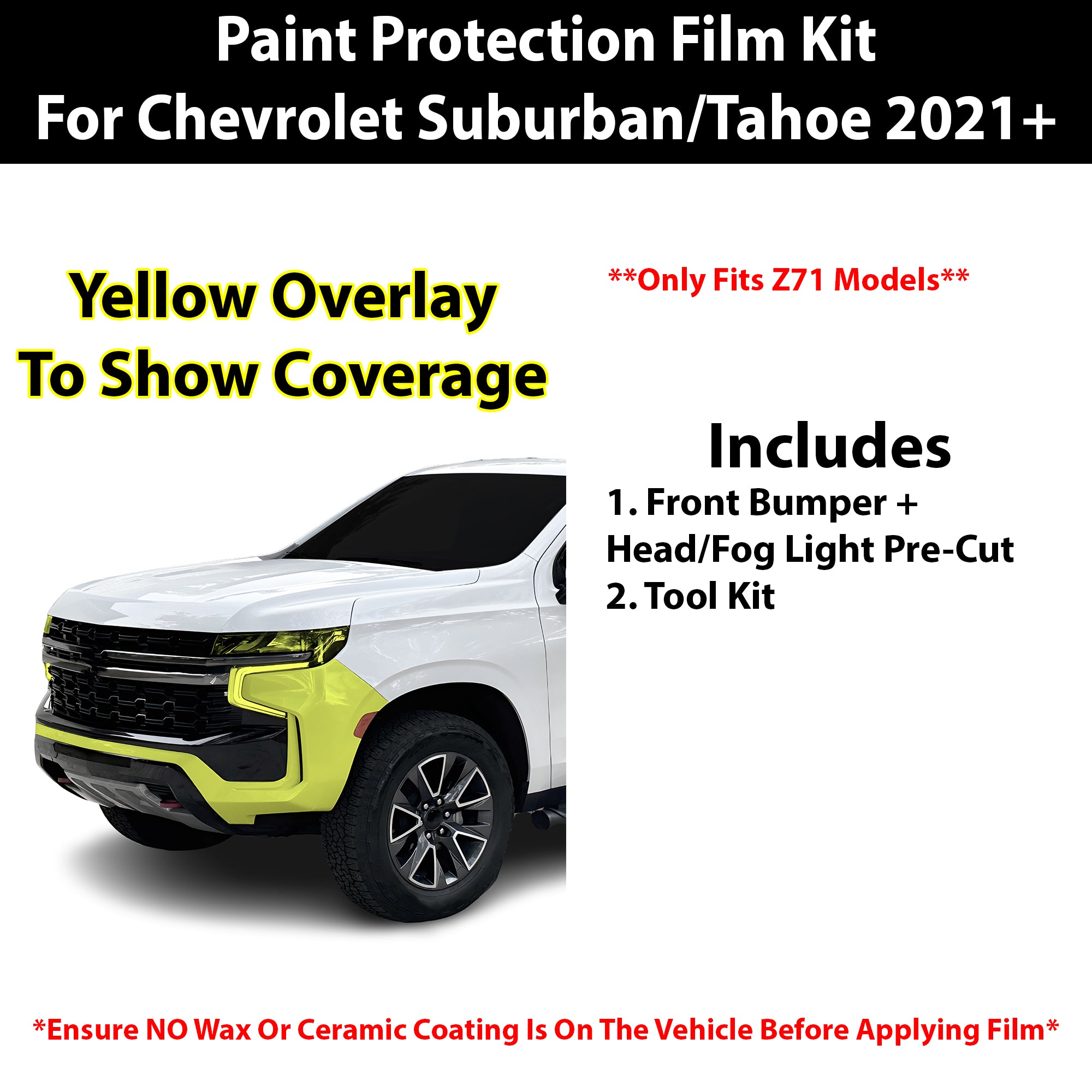 Fits Chevy Suburban 2021+ Precut Premium Paint Protection Film Clear Bra PPF Decal Film Kit Cover - Bogar Tech Designs