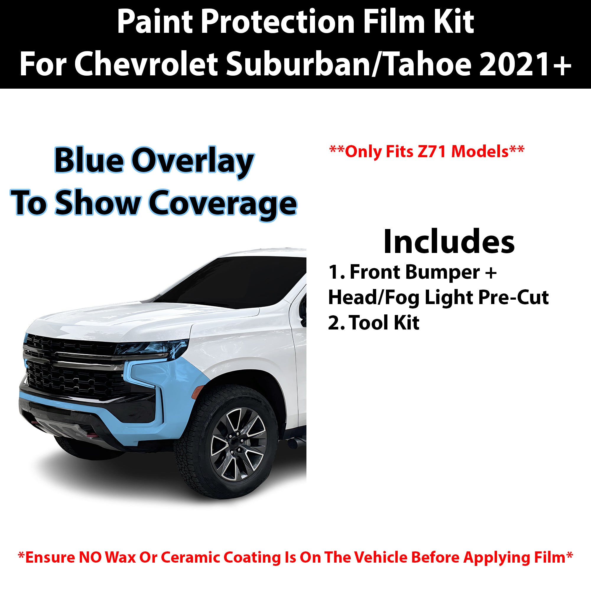 Fits Chevy Suburban 2021+ Precut Premium Paint Protection Film Clear Bra PPF Decal Film Kit Cover - Bogar Tech Designs