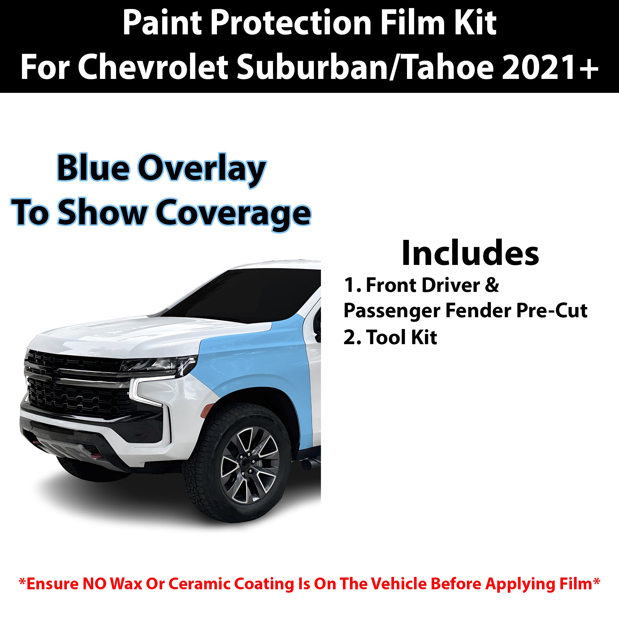 Fits Chevy Suburban 2021+ Precut Premium Paint Protection Film Clear Bra PPF Decal Film Kit Cover - Bogar Tech Designs