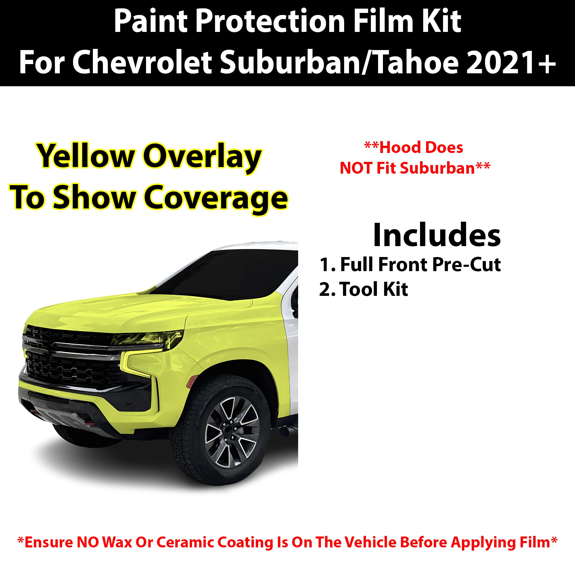 Fits Chevy Suburban 2021+ Precut Premium Paint Protection Film Clear Bra PPF Decal Film Kit Cover - Bogar Tech Designs