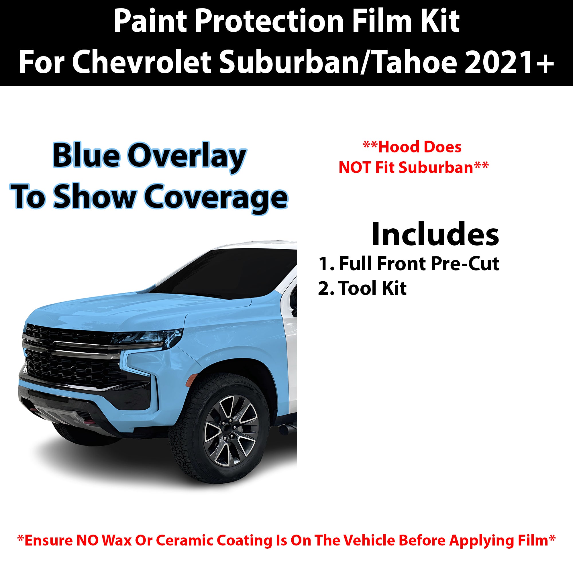 Fits Chevy Suburban 2021+ Precut Premium Paint Protection Film Clear Bra PPF Decal Film Kit Cover - Bogar Tech Designs