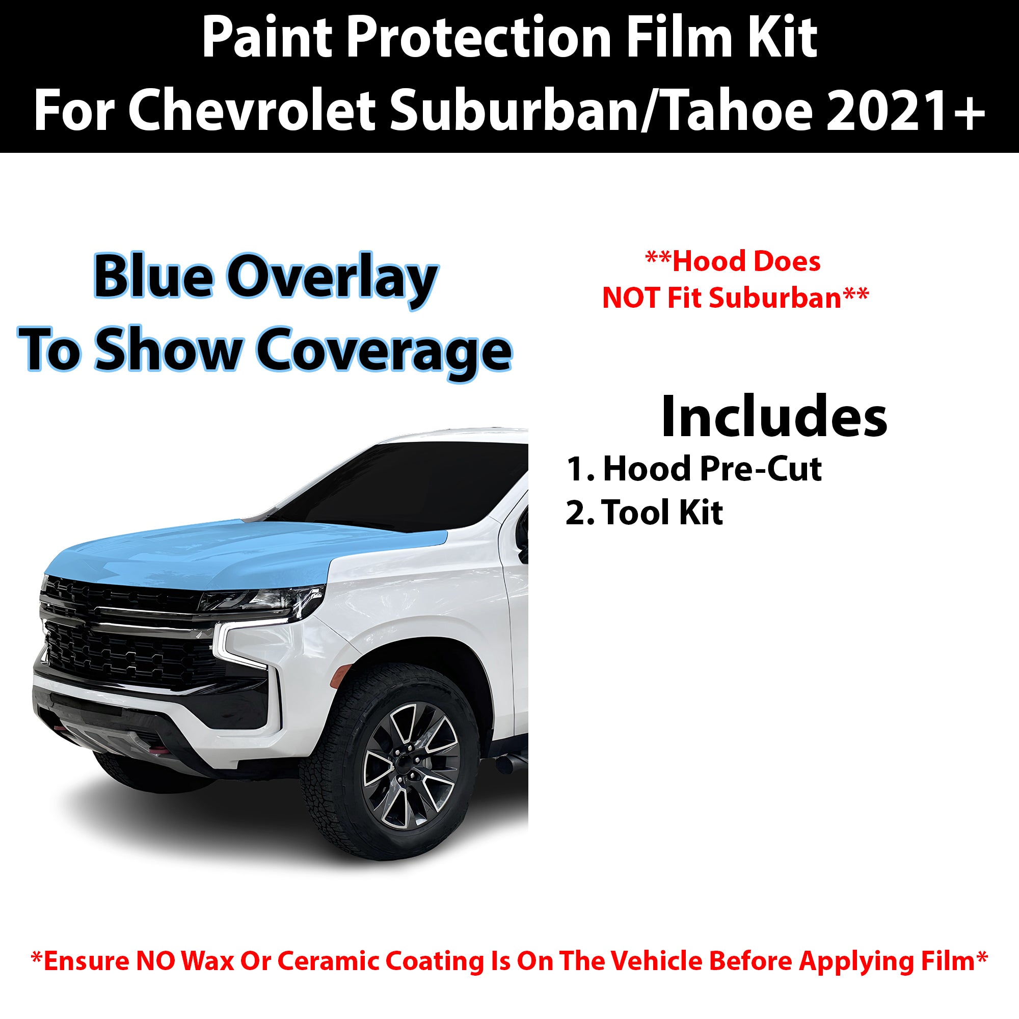 Fits Chevy Suburban 2021+ Precut Premium Paint Protection Film Clear Bra PPF Decal Film Kit Cover - Bogar Tech Designs
