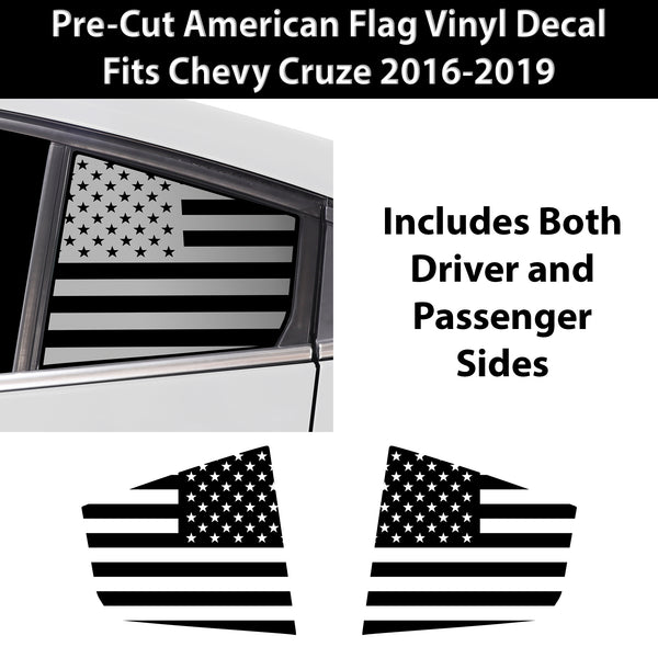 Quarter Window American Flag Vinyl Decal Stickers Fits Chevrolet Cruze 2016-2019