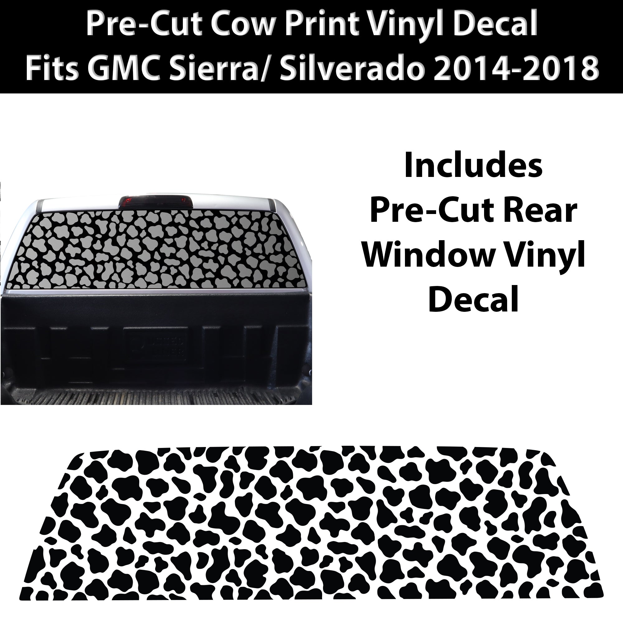 Animal Leopard Cheetah Cow Window Vinyl Decal Stickers Fits Chevy Silverado & GMC Sierra 1500 2014 - 2018 - Bogar Tech Designs